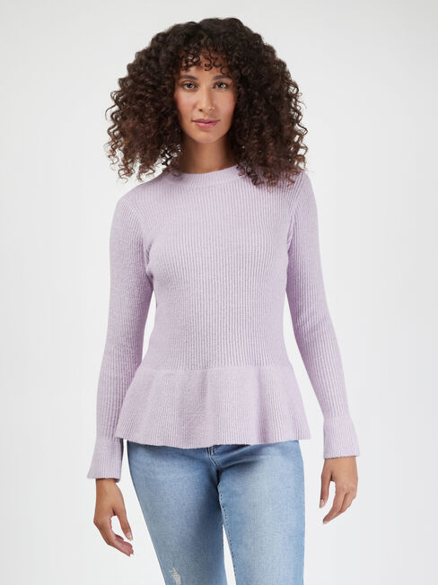 Addison Peplum Knit, Purple, hi-res
