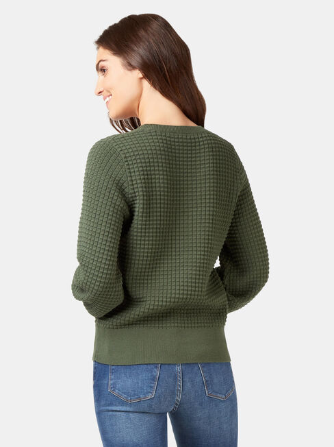 Quinn Bobble Cotton Knit, Green, hi-res