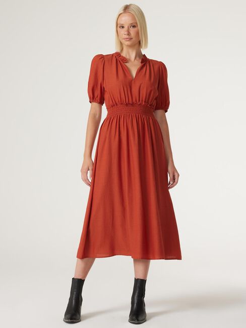 Lahni Midi Dress, Rust, hi-res