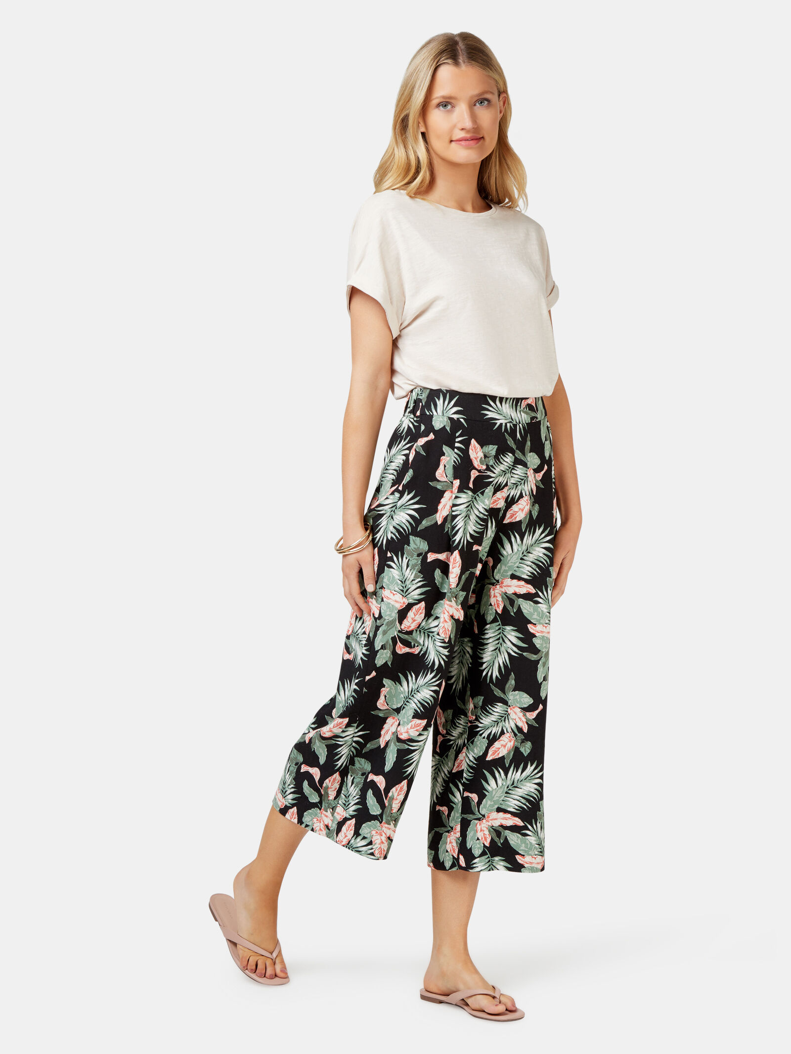 Floral cropped pants hot sale
