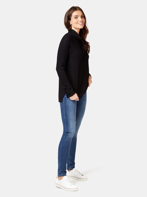 Luna Textured Top, Black, hi-res