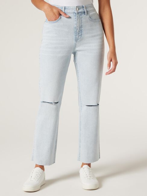 Super High Waisted Distressed Cropped Capri Jeans with Cut Outs