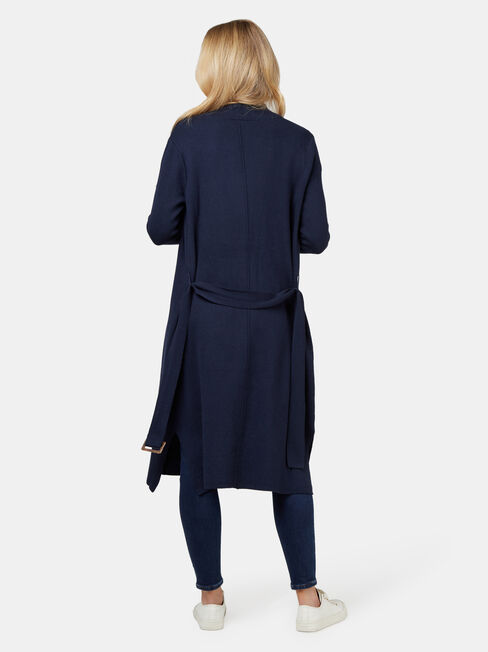 Karina Belted Longline Coatigan, Blue, hi-res