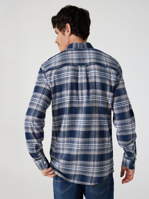 LS Emerson Brushed Check Shirt, Navy Multi, hi-res