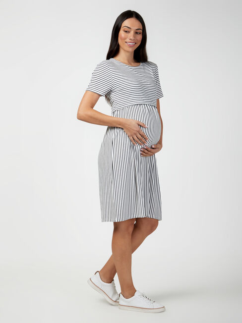 Lorna Layered Maternity Dress, White, hi-res