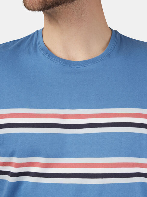Clifton Short Sleeve Panel Print Crew Tee, Blue, hi-res