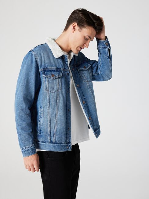 Dallas Sherpa Denim Jacket, Light Vintage, hi-res