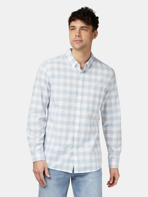 Nate Long Sleeve Check Shirt, Blue, hi-res