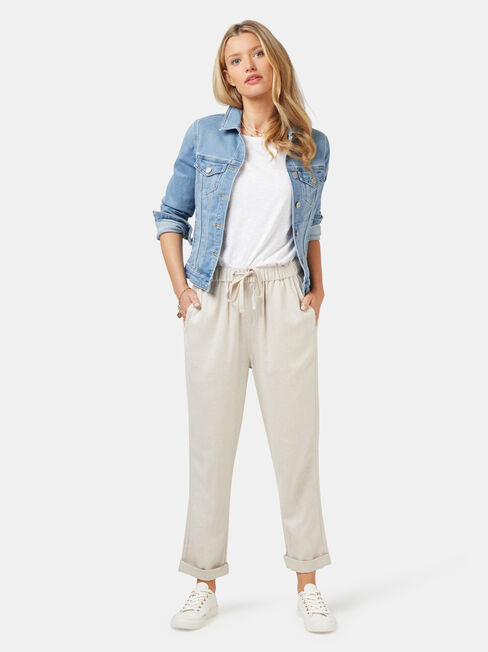 Linen Blend Pant, White, hi-res