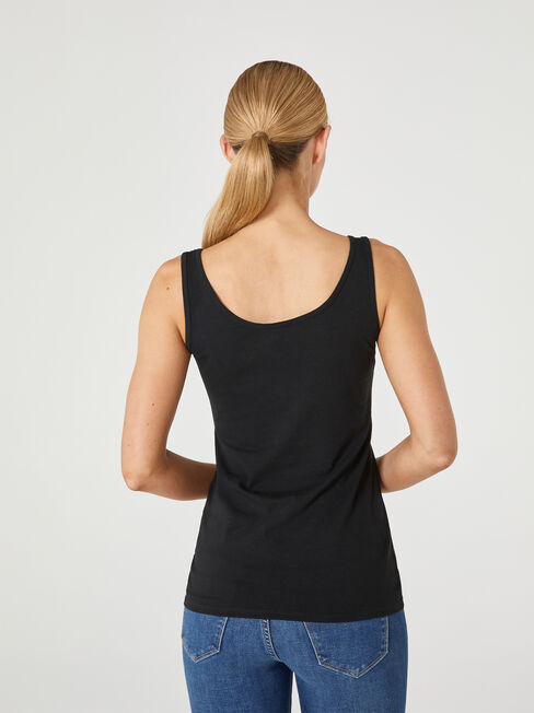 Lola Cotton Basic Tank, Black, hi-res