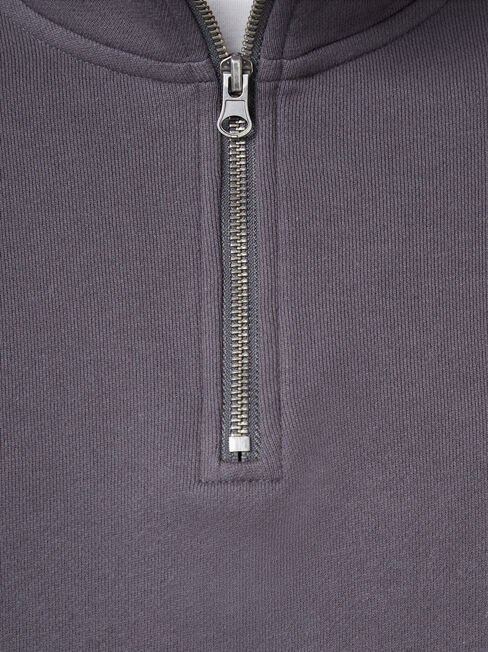 Butler Zip Neck Sweat, Grey, hi-res