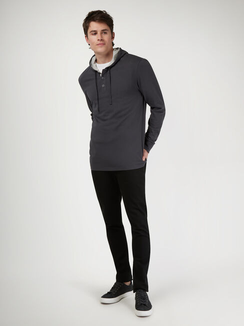 LS Mason Hooded Henley Top, Grey, hi-res