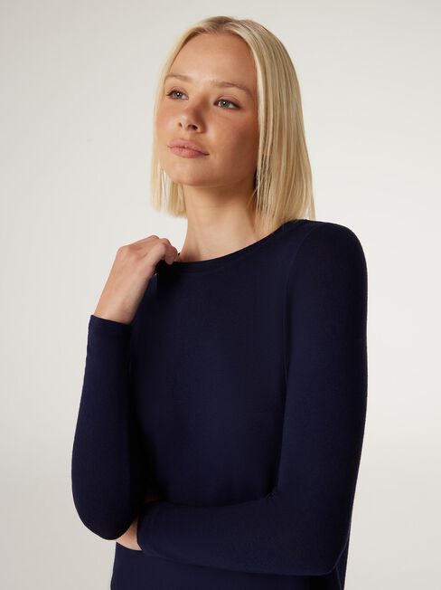 Aries Soft Touch Asymmetric Hem Pullover, French Navy, hi-res