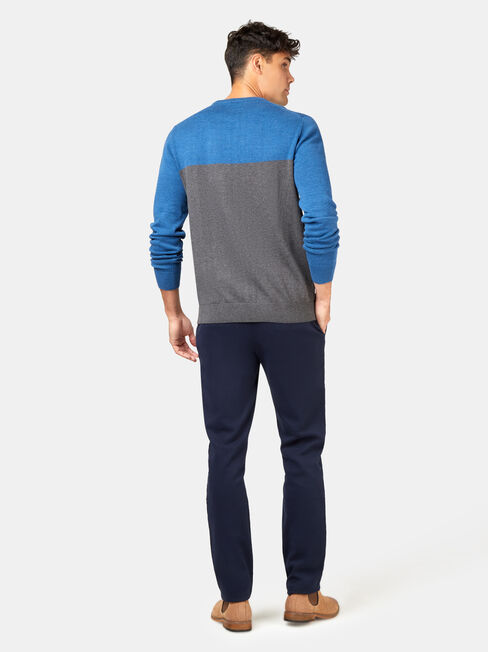 Conrad Block Crew Knit, Blue, hi-res