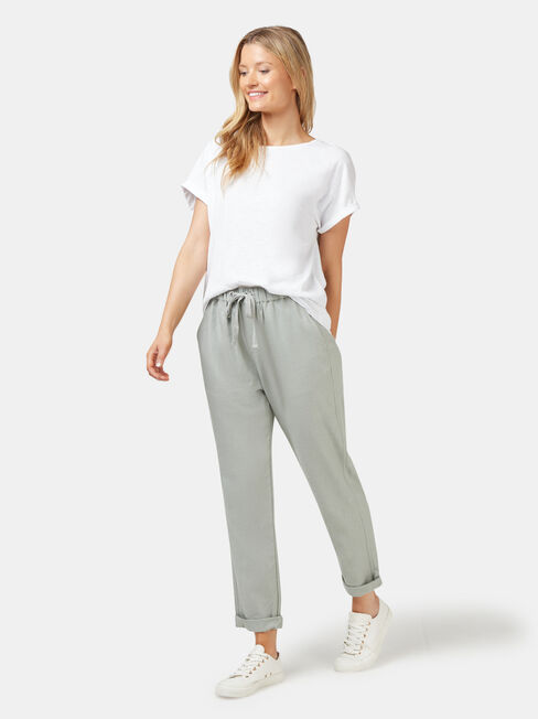 Linen Blend Pant, Green, hi-res