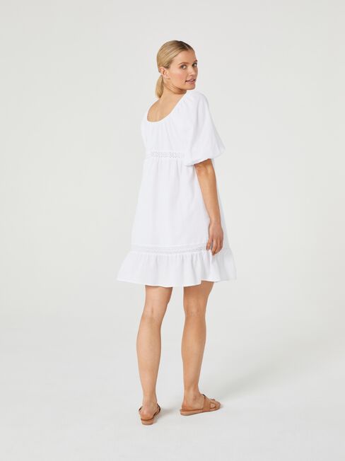 Mariah Lace Babydoll Dress, White, hi-res