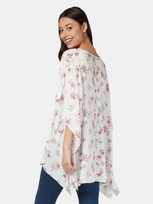 Polly Printed Kimono, White, hi-res