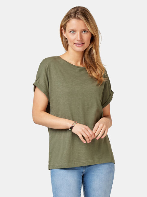 Drop Shoulder Tee, Thyme, hi-res