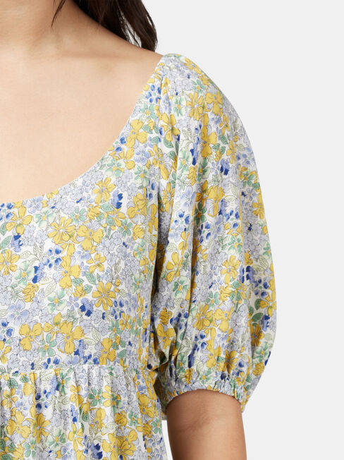 Rebecca Square Neck Dress, Green, hi-res