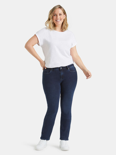 Curve Embracer Slim Straight Jeans Deep Sea Blue, Mid Indigo, hi-res