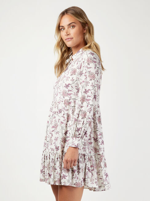 Isla Half Button Tiered Dress, Print, hi-res
