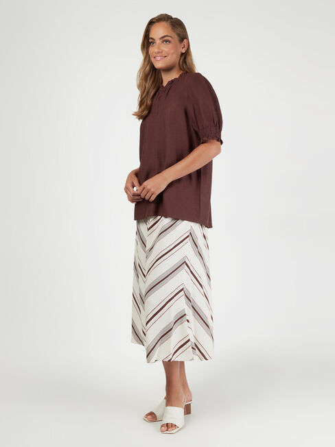 Sasha Short Sleeve Top, Brown, hi-res