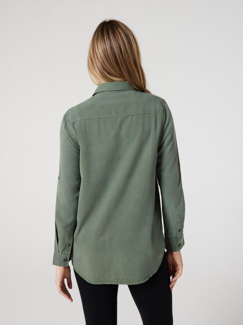 Lizzy Relaxed Tencel Shirt, Thyme, hi-res