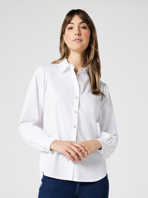 Dina Blouson Slv Shirt, White, hi-res