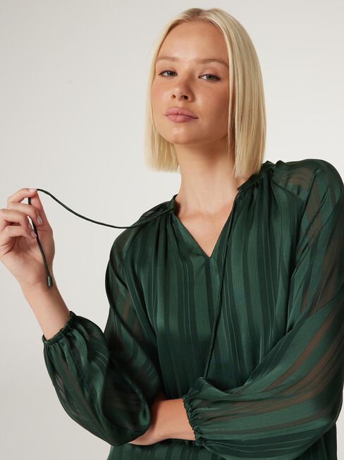 Bailey Tie Front Blouse, Forest Green, hi-res