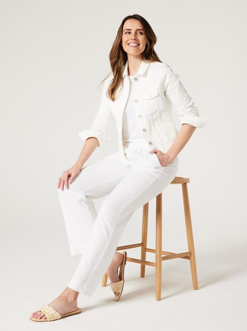 Linen Tailored Pant, White, hi-res