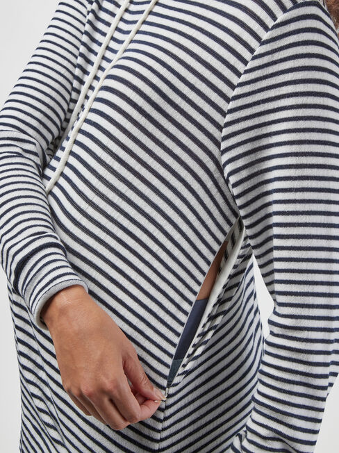 Carrie Side Zip Maternity Hoodie, Stripe, hi-res