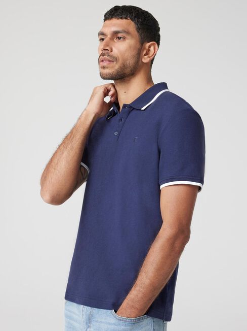 Nash Tipped Short Sleeve Polo, Blue, hi-res