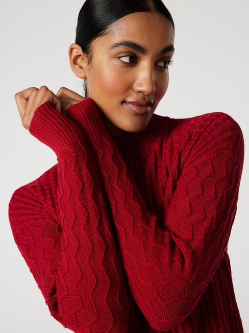 Scarlett Hatch Stitch Pullover, Berry, hi-res