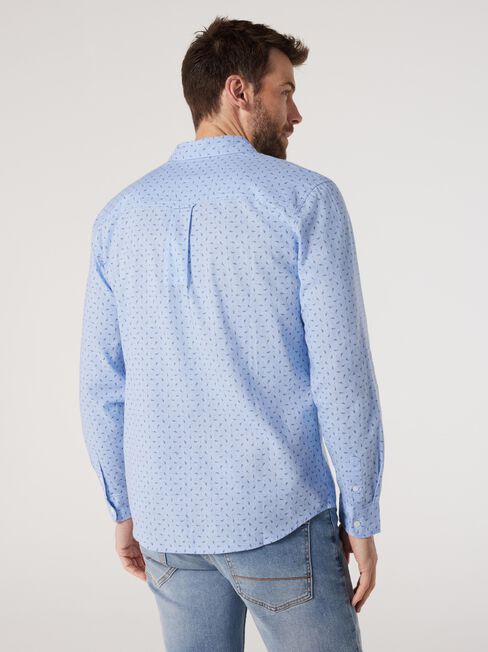 LS Reign Print Linen Shirt, Blue, hi-res