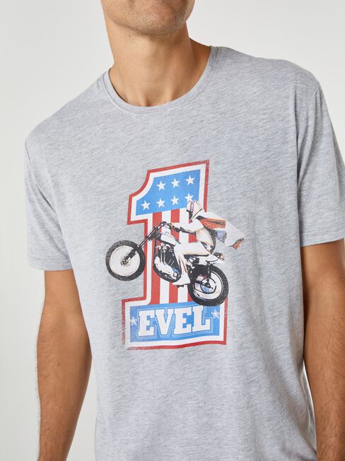 SS Evel Knievel Ride Print Crew Tee, Grey, hi-res