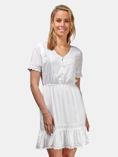 Allison Broderie Dress, White, hi-res