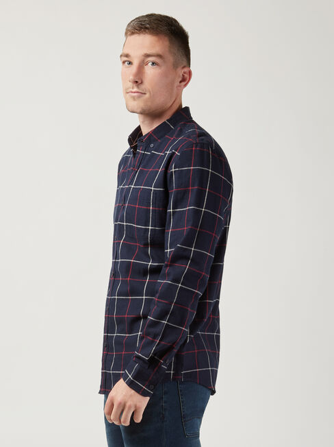 Roman Brushed Check Shirt, Blue, hi-res