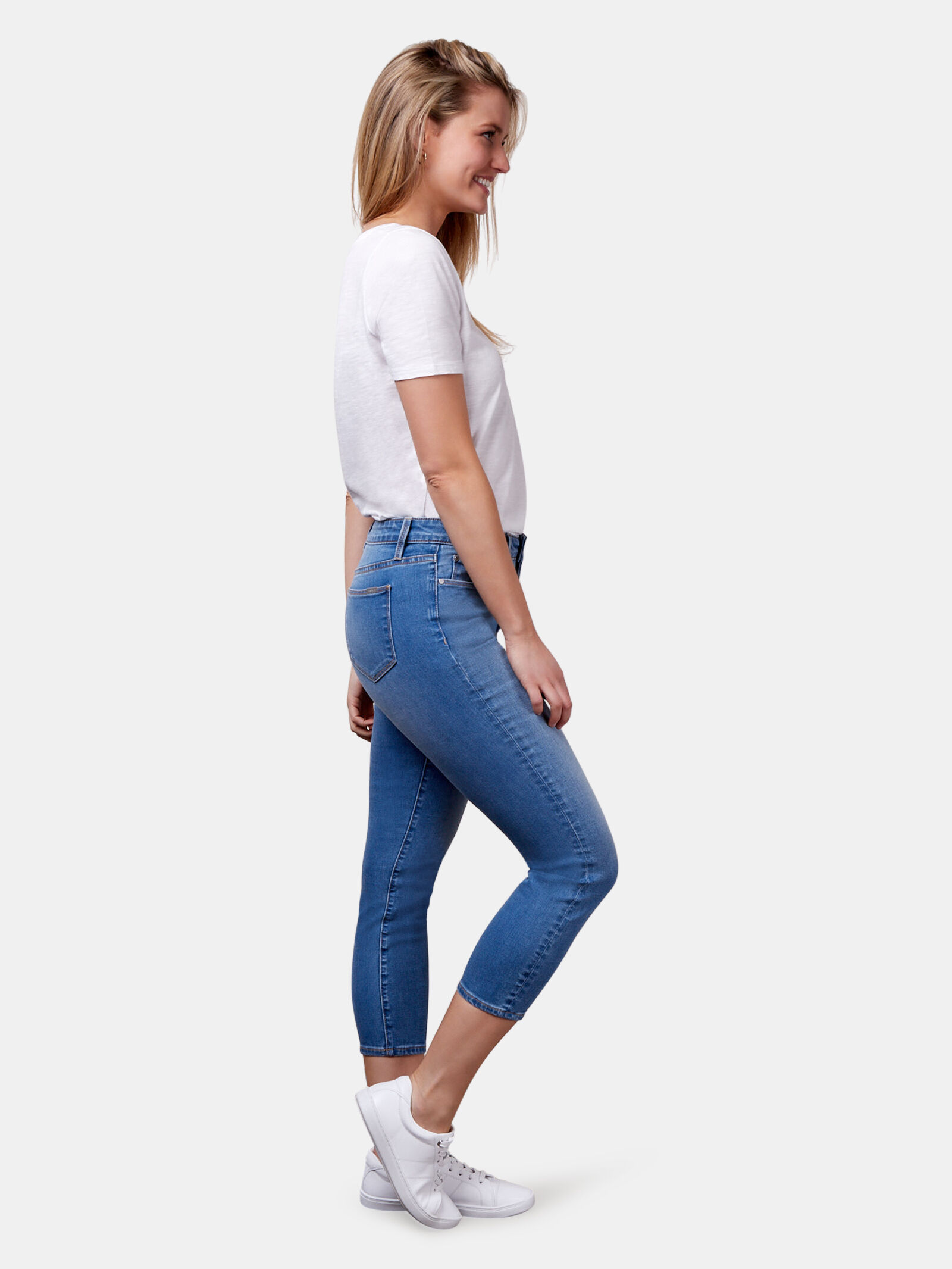 Kara Mid Waist Skinny Capri Jeans Light Vintage