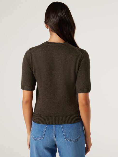 Olivia Knit Tee, Green, hi-res
