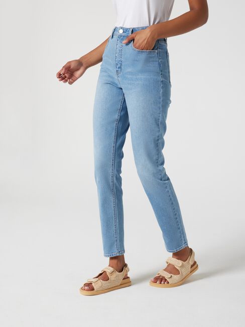 Sienna High Waisted Slim Straight Jeans, Light Indigo, hi-res