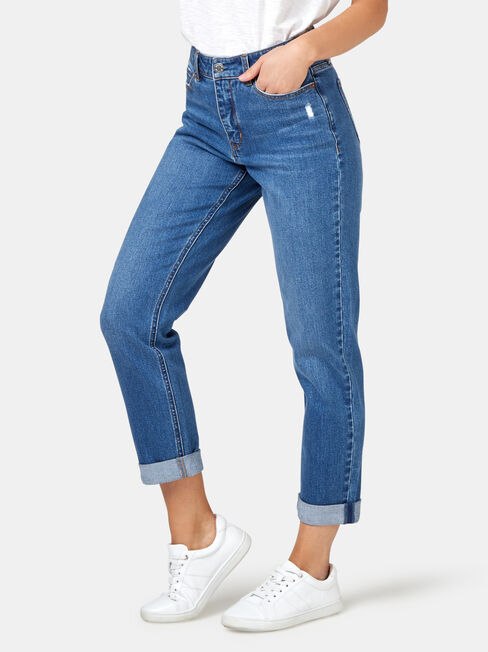 Boyfriend Jeans, Mid Indigo, hi-res