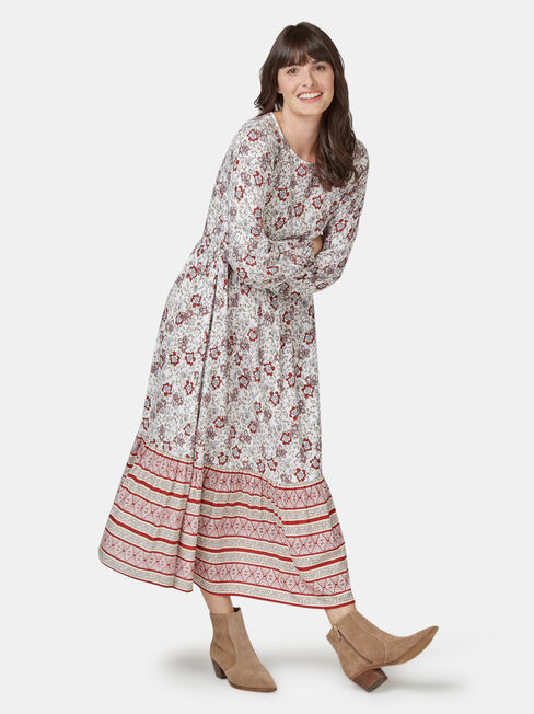 Tina Tiered Border Dress, Multi, hi-res