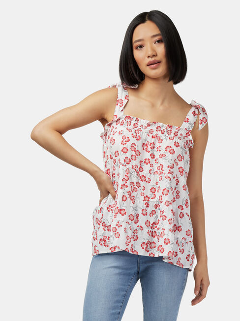 Olivia Tiered Cami, Floral, hi-res