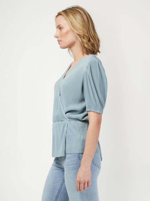 Julie Wrap Front Top, Blue, hi-res