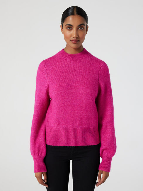 Angie Soft Blouson Slv Knit, Hot Pink, hi-res