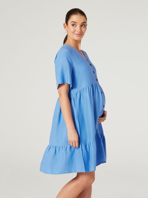 Billie Button Down Smock Dress, Sapphire, hi-res
