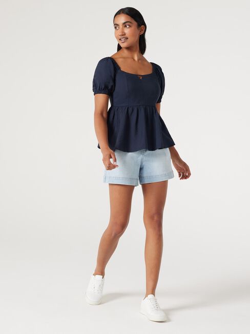 Chantel Peplum Hem Top, Ink, hi-res