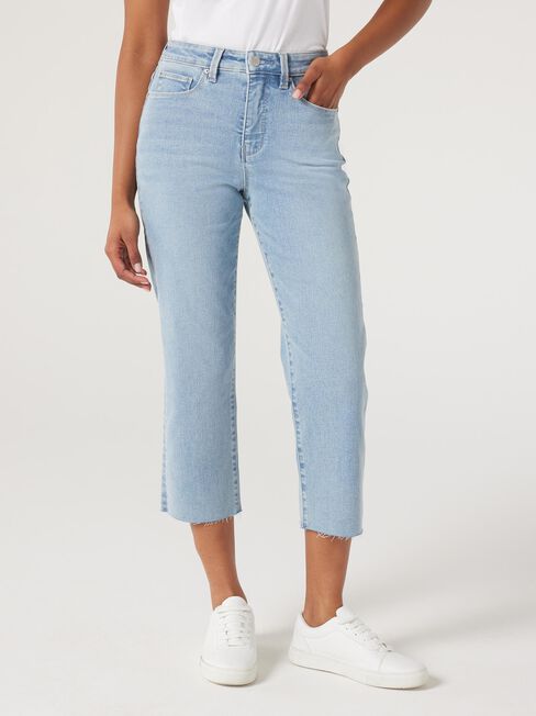 Annie Mid-Waisted Straight Capri, Light Indigo, hi-res