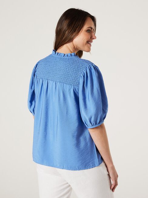 Jessie Shirred Yoke Top, Sapphire, hi-res