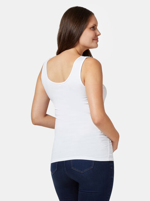 Post Maternity Cotton Nursing Tank, White, hi-res